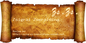Zsigrai Zseraldina névjegykártya